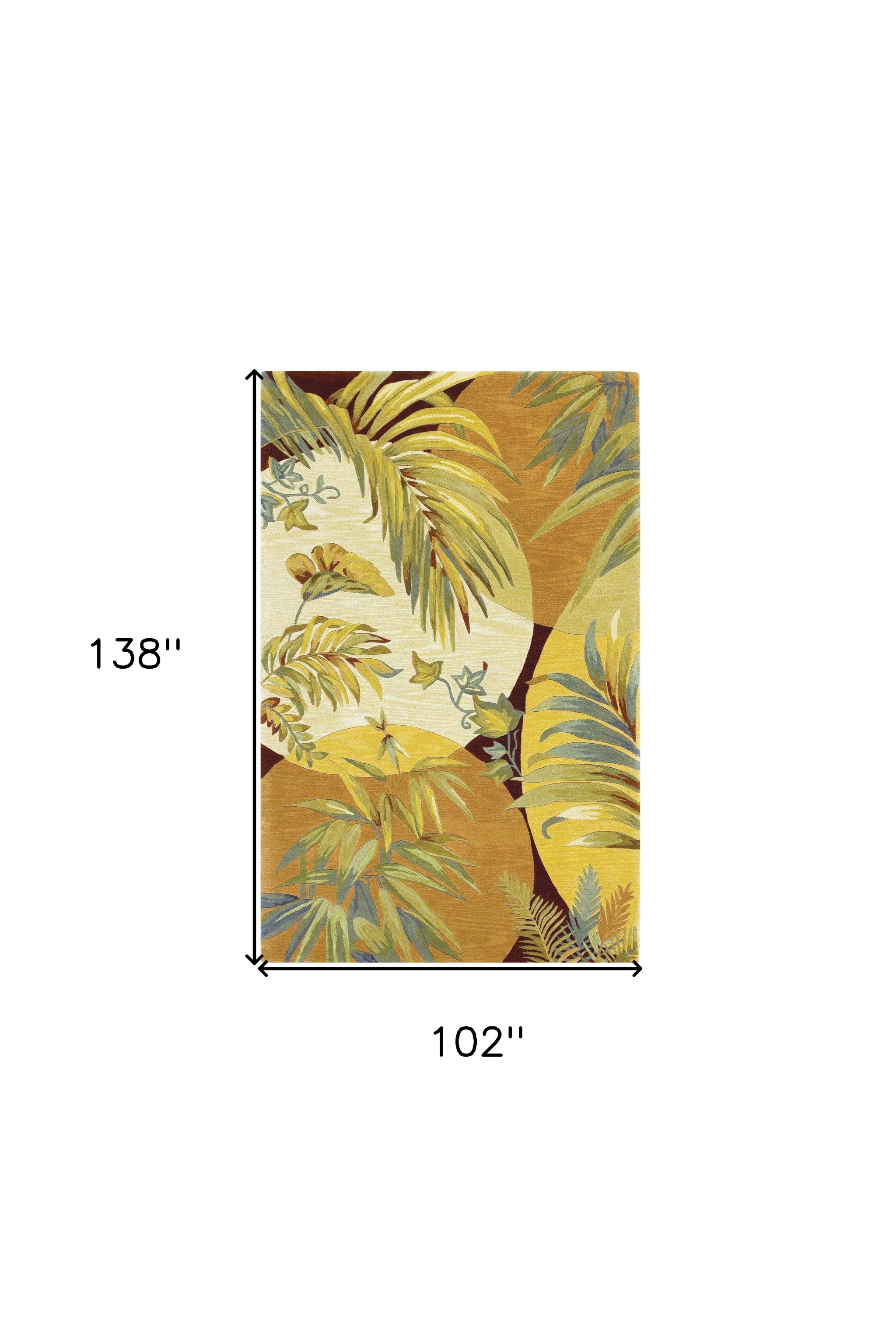 8' X 11' Coral Green And Ivory Wool Tropical Botanical Hand Tufted Area Rug-Area Rugs-DECOROLALA