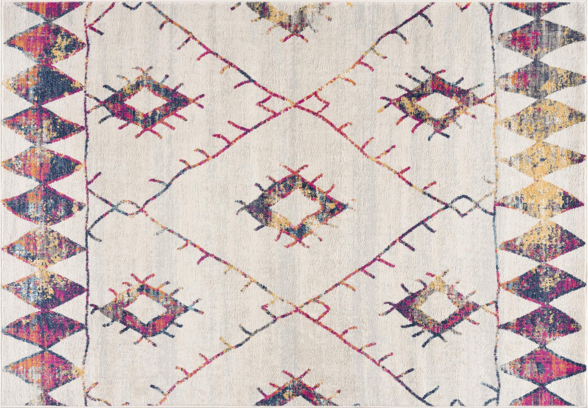 8' X 11' Cream Damask Area Rug-Area Rugs-DECOROLALA