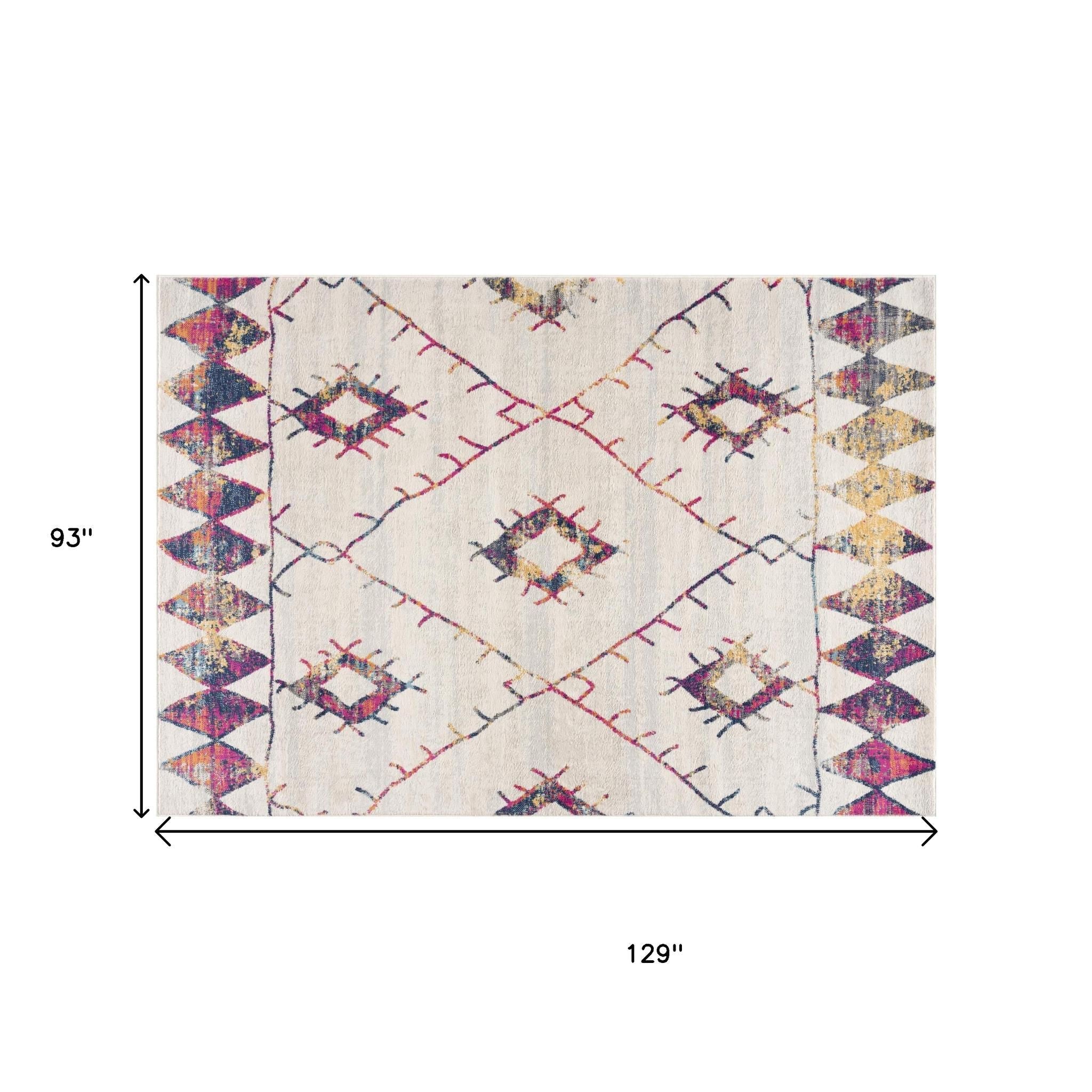 8' X 11' Cream Damask Area Rug-Area Rugs-DECOROLALA