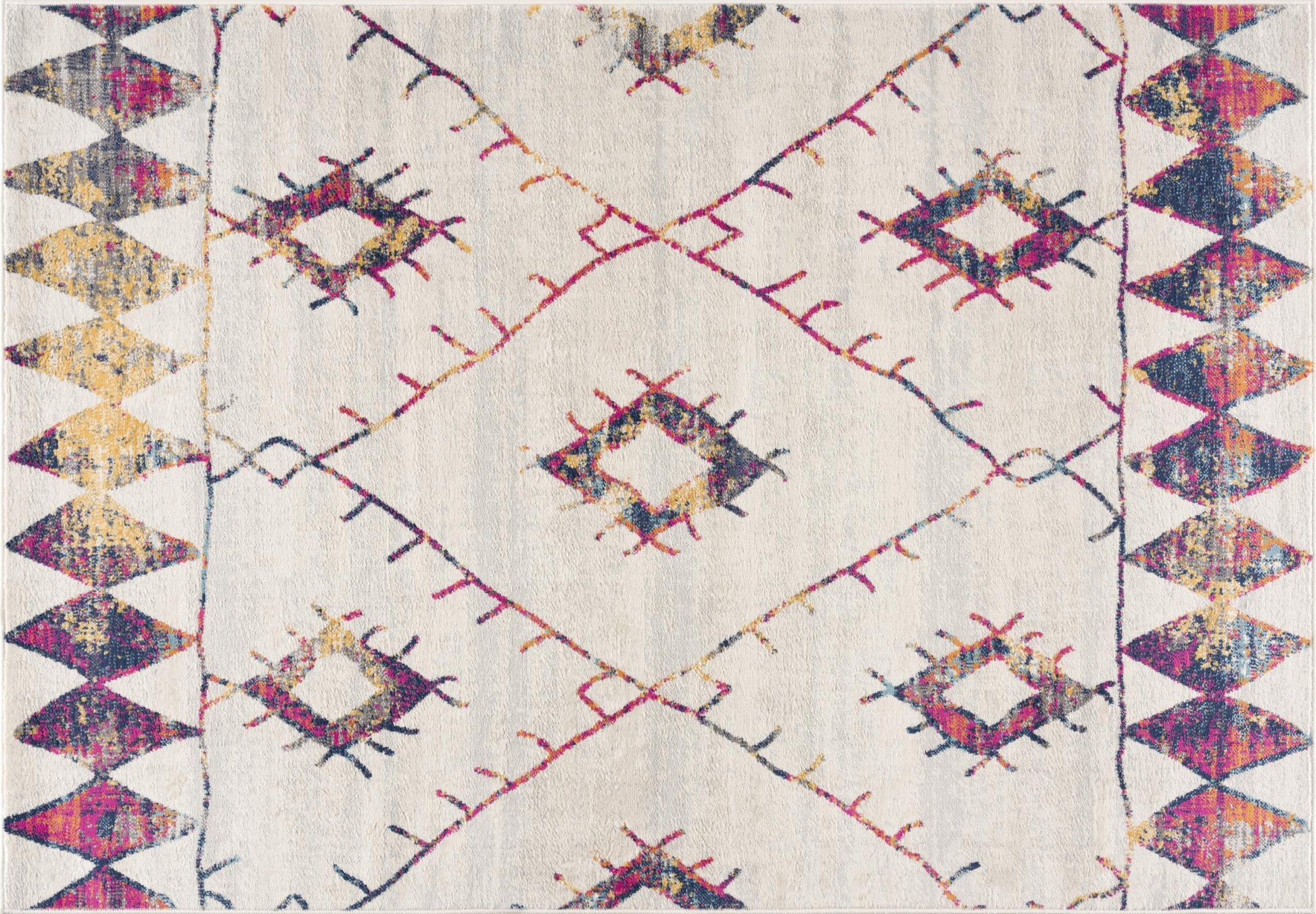 8' X 11' Cream Damask Area Rug-Area Rugs-DECOROLALA