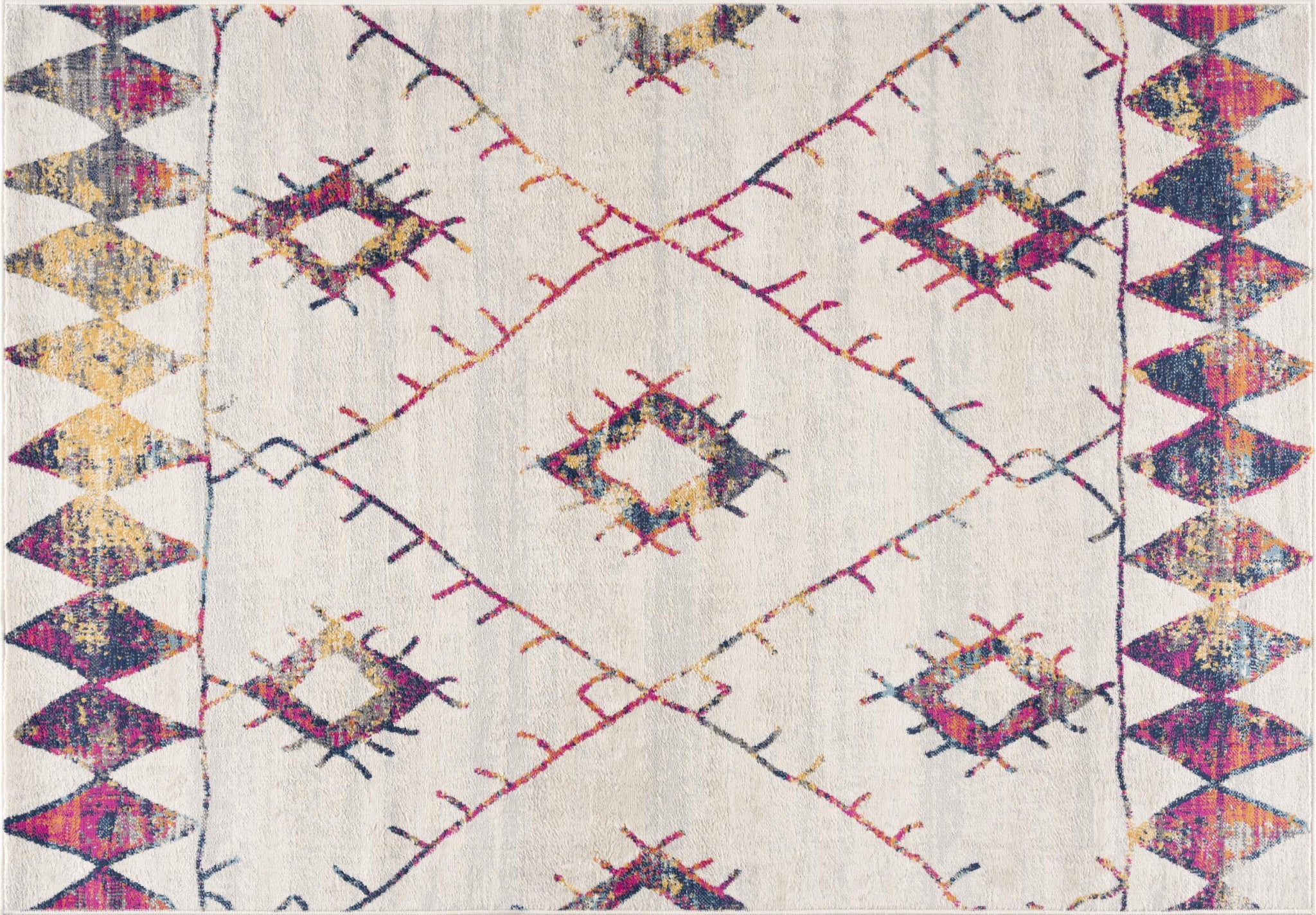 8' X 11' Cream Damask Area Rug-Area Rugs-DECOROLALA