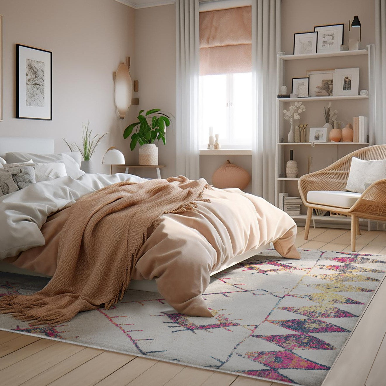 8' X 11' Cream Damask Area Rug-Area Rugs-DECOROLALA