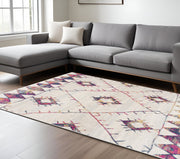 8' X 11' Cream Damask Area Rug-Area Rugs-DECOROLALA