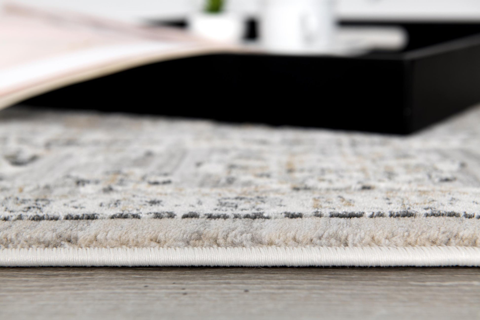 8' X 11' Cream Grey Oriental Area Rug-Area Rugs-DECOROLALA