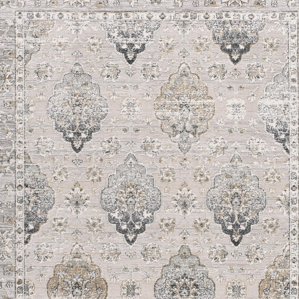 8' X 11' Cream Grey Oriental Area Rug-Area Rugs-DECOROLALA