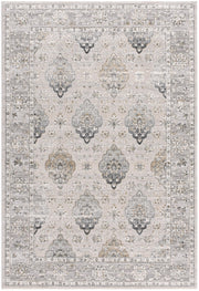 8' X 11' Cream Grey Oriental Area Rug-Area Rugs-DECOROLALA