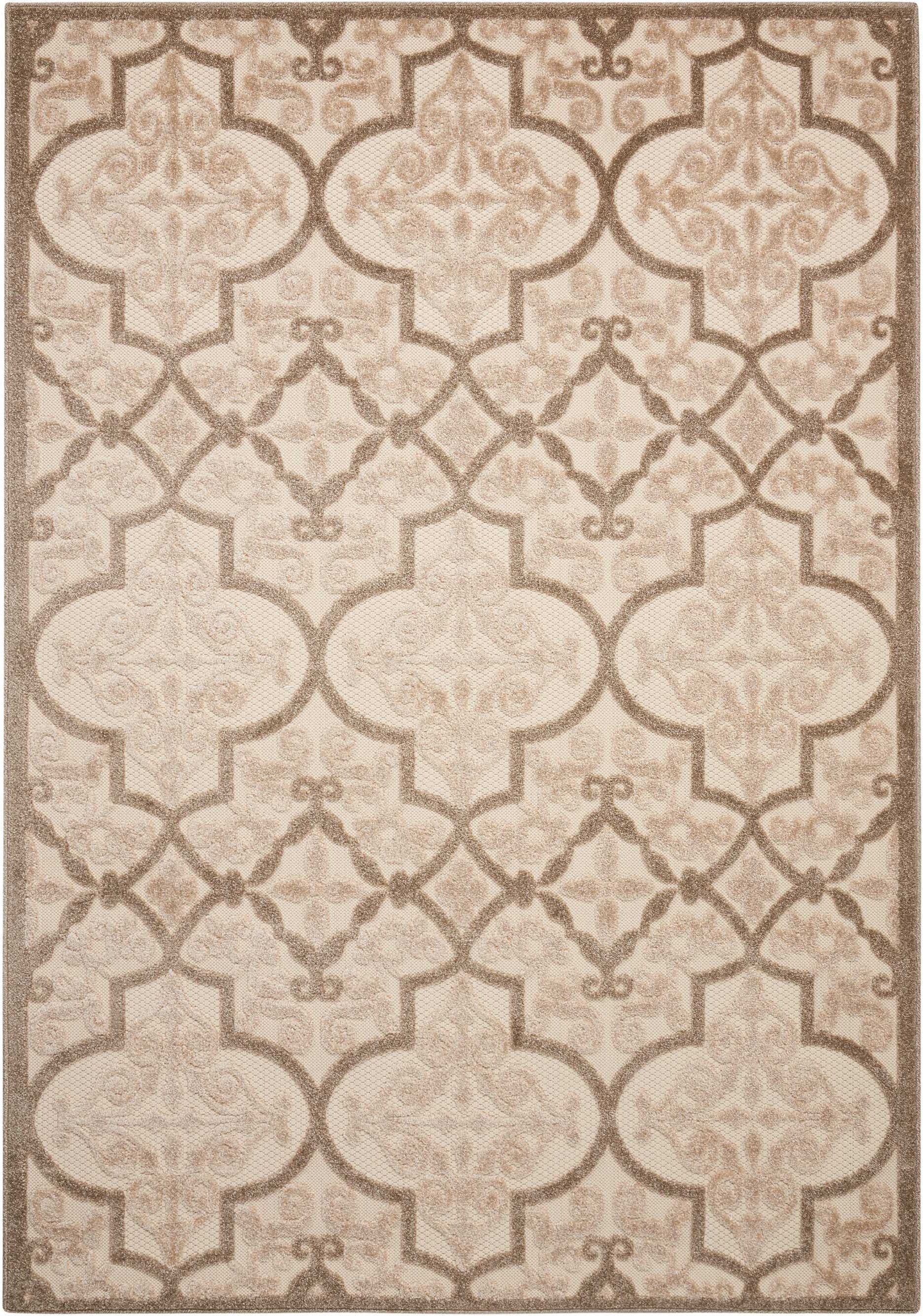 8' X 11' Cream Moroccan Indoor Outdoor Area Rug-Outdoor Rugs-DECOROLALA