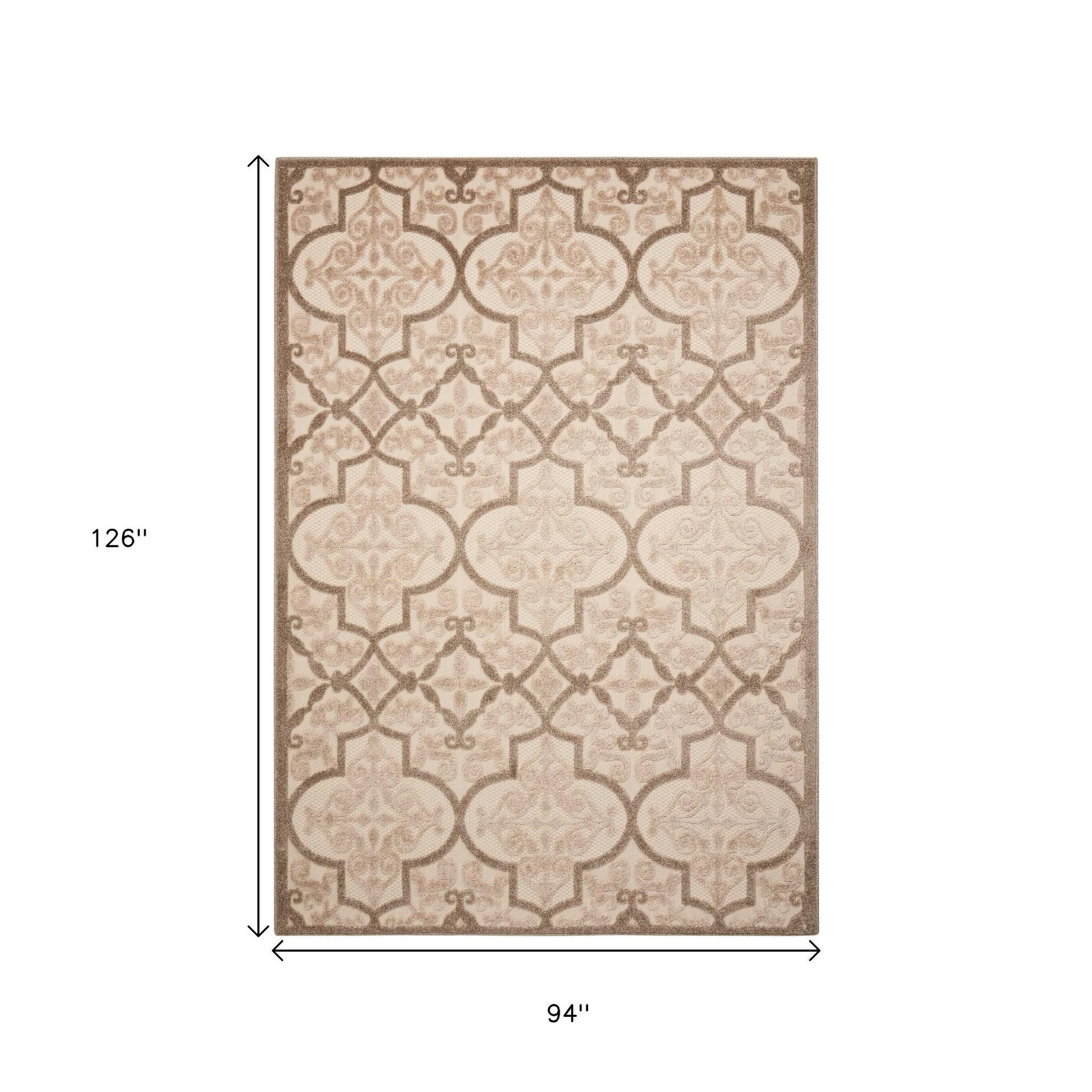 8' X 11' Cream Moroccan Indoor Outdoor Area Rug-Outdoor Rugs-DECOROLALA