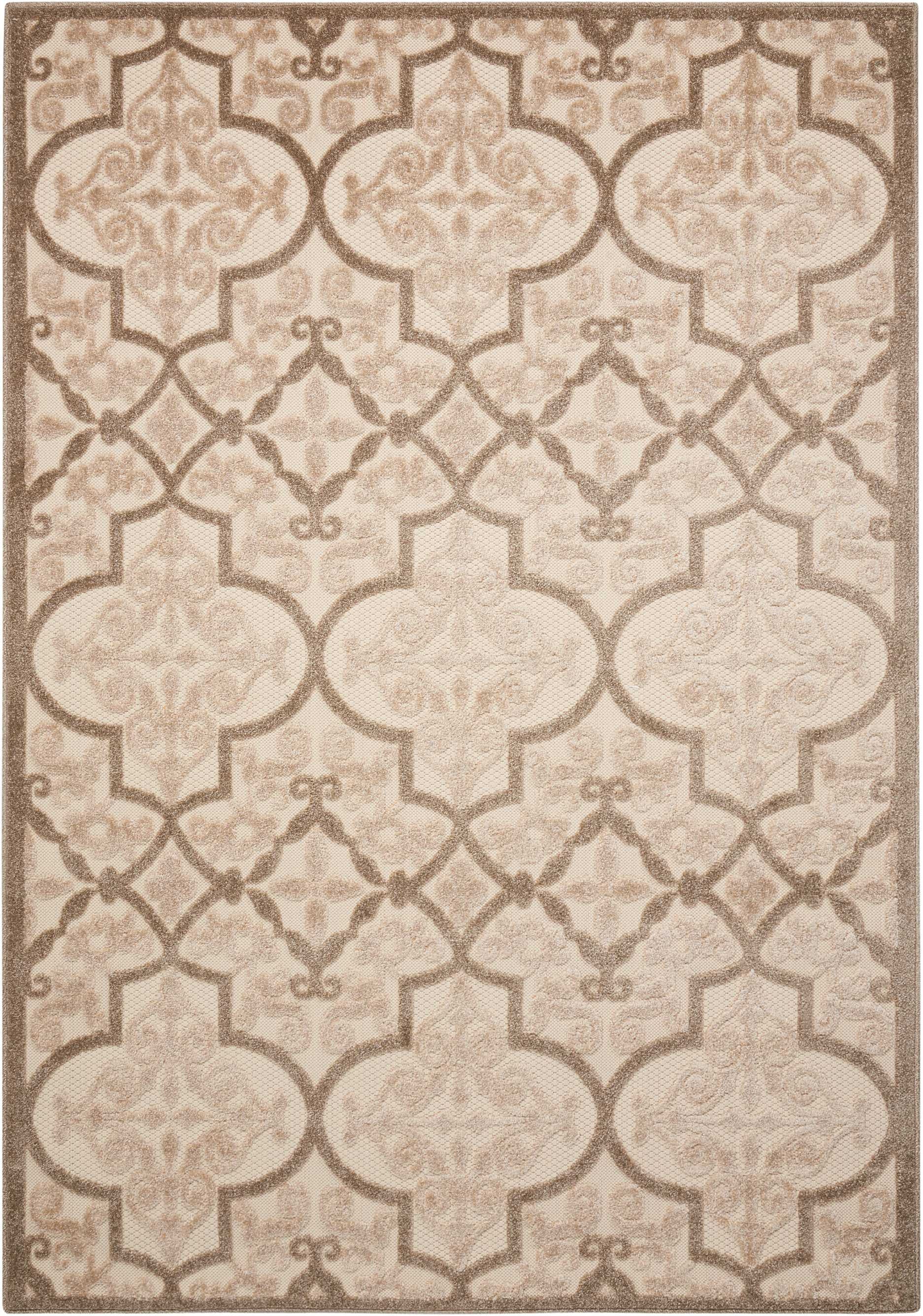 8' X 11' Cream Moroccan Indoor Outdoor Area Rug-Outdoor Rugs-DECOROLALA