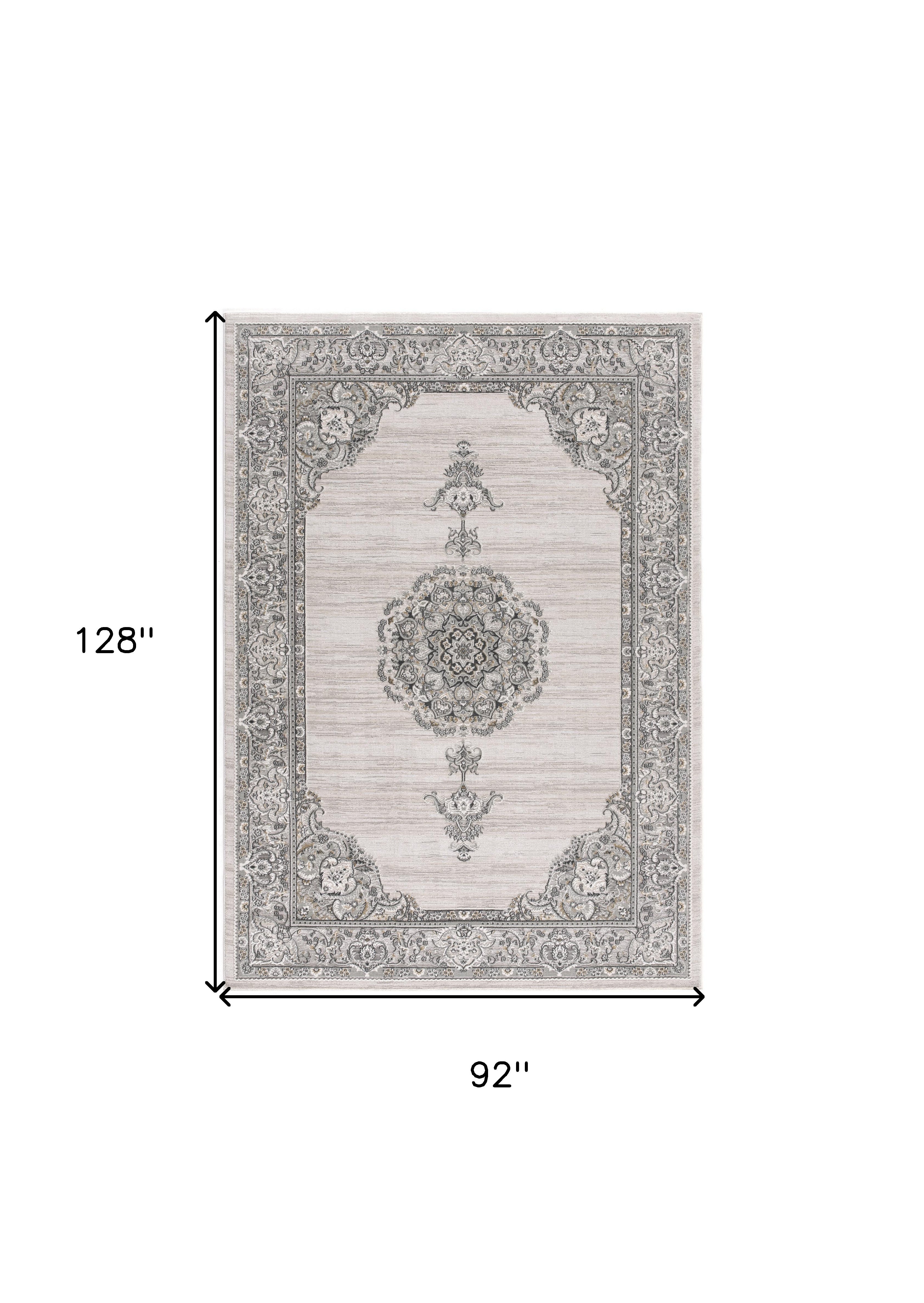 8' X 11' Cream Oriental Area Rug-Area Rugs-DECOROLALA