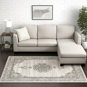 8' X 11' Cream Oriental Area Rug-Area Rugs-DECOROLALA