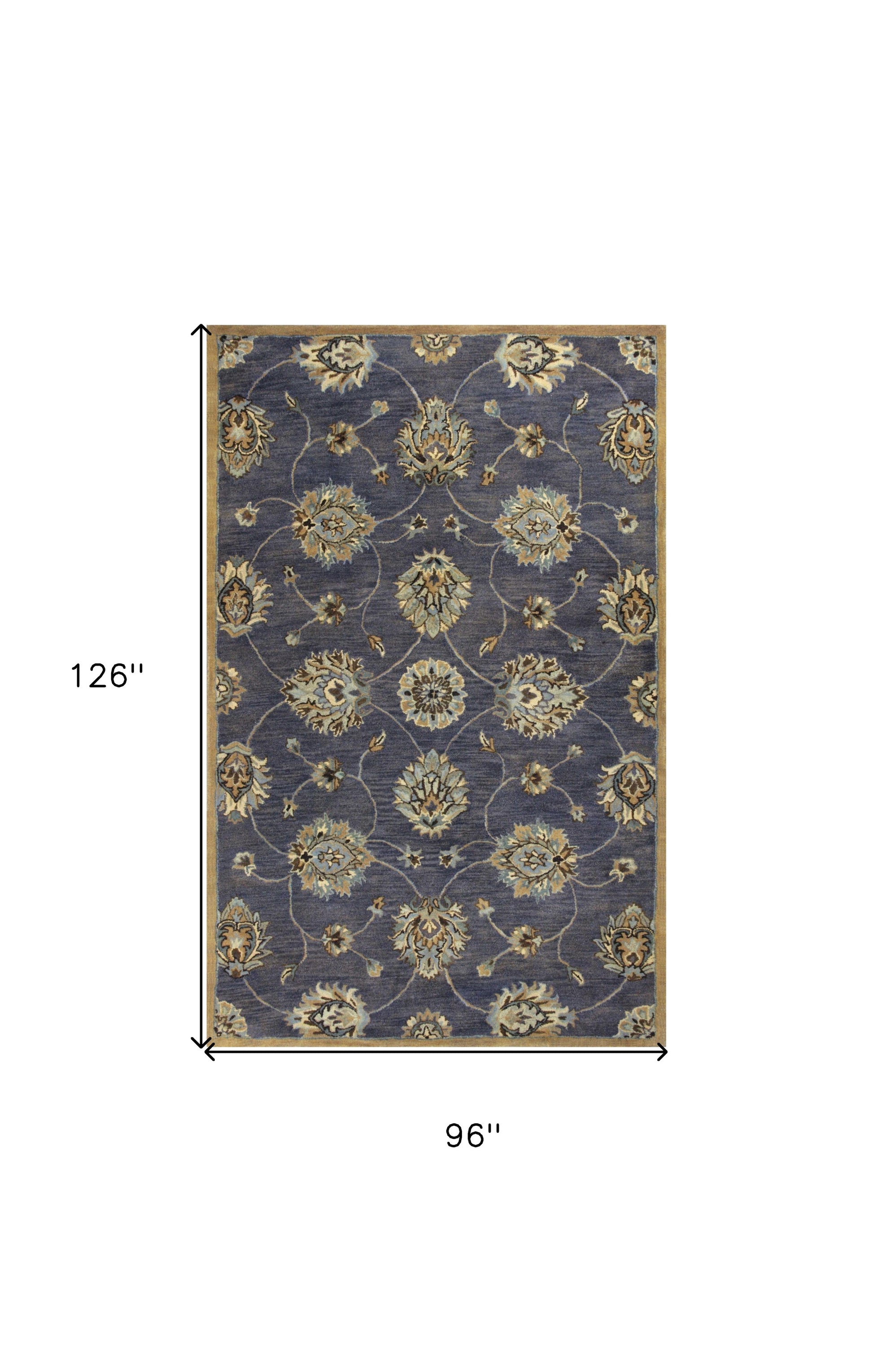 8' X 11' Dark Gray Green And Brown New Zealand Lambs Wool Floral Hand Tufted Area Rug-Area Rugs-DECOROLALA