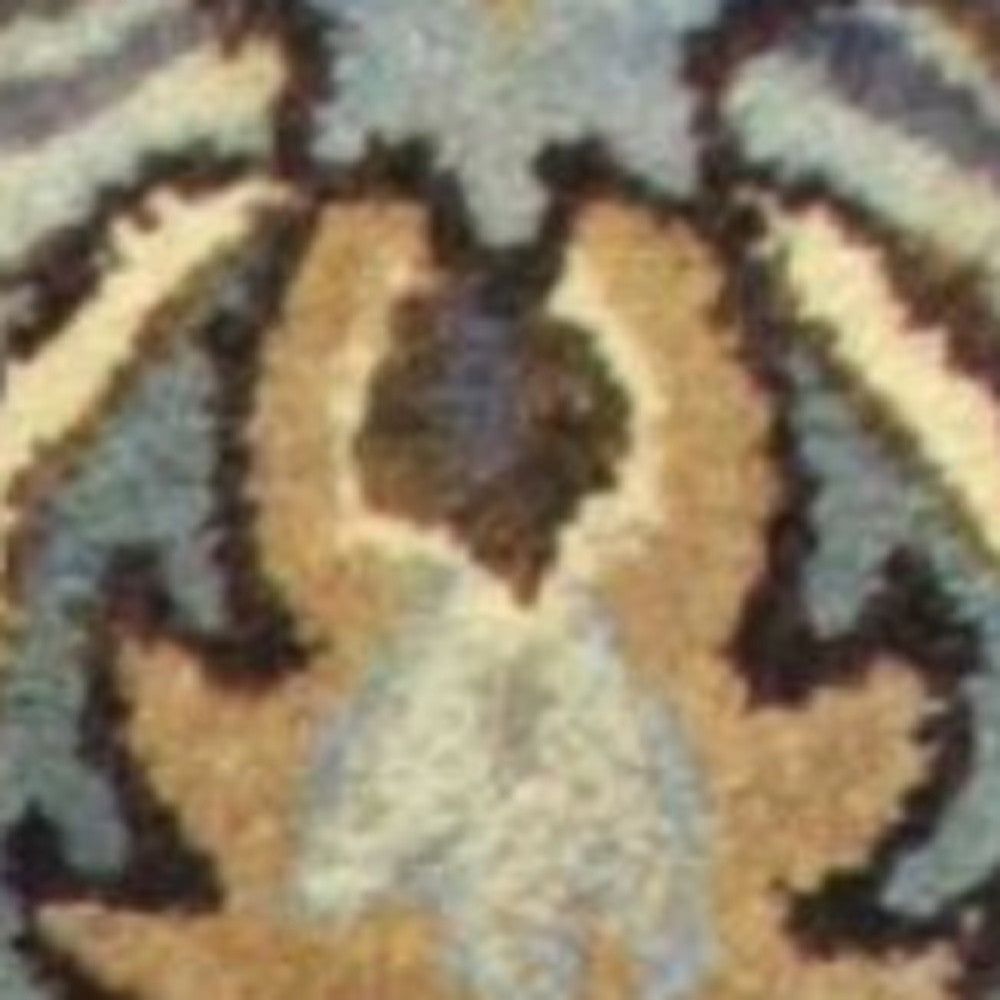 8' X 11' Dark Gray Green And Brown New Zealand Lambs Wool Floral Hand Tufted Area Rug-Area Rugs-DECOROLALA