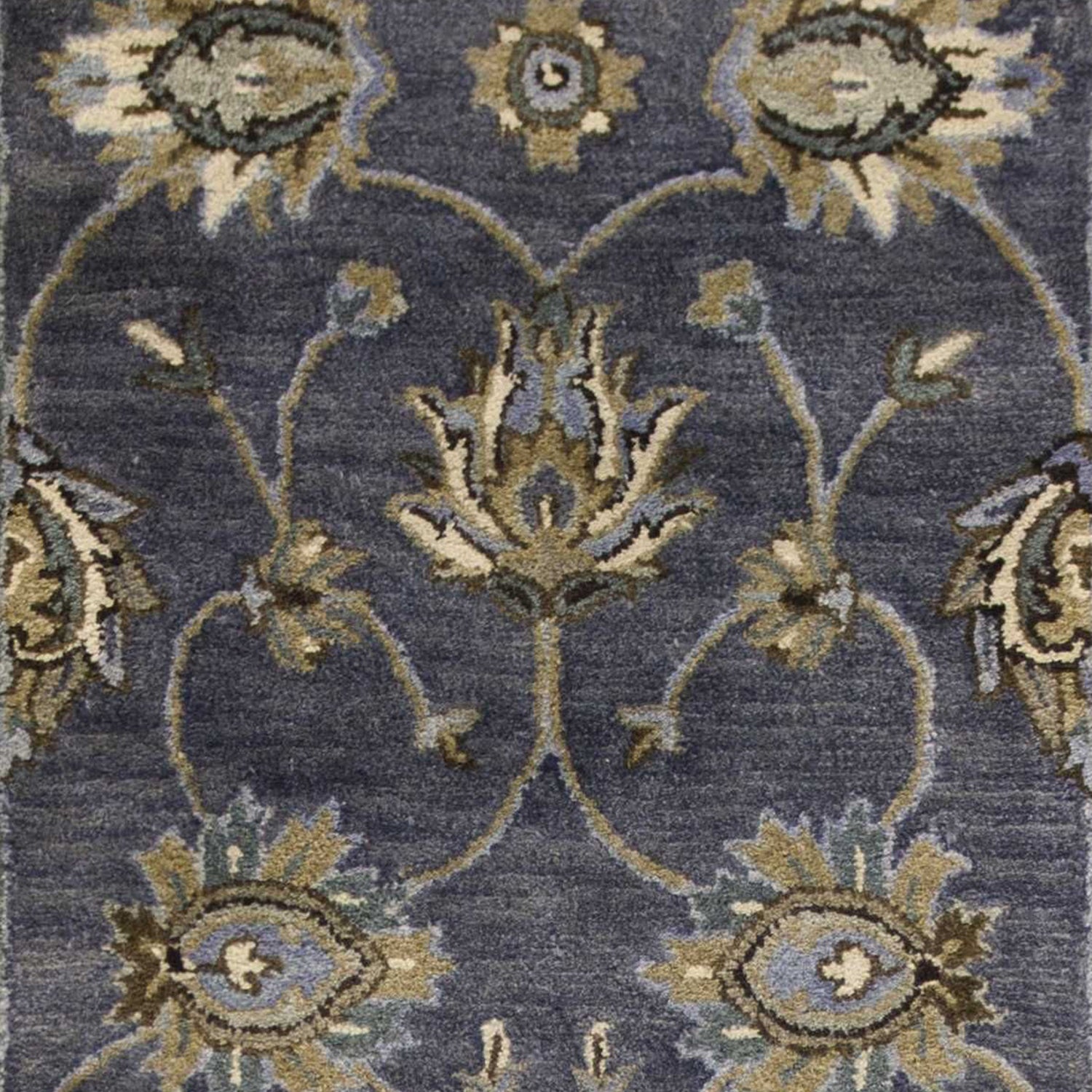 8' X 11' Dark Gray Green And Brown New Zealand Lambs Wool Floral Hand Tufted Area Rug-Area Rugs-DECOROLALA