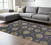 8' X 11' Dark Gray Green And Brown New Zealand Lambs Wool Floral Hand Tufted Area Rug-Area Rugs-DECOROLALA