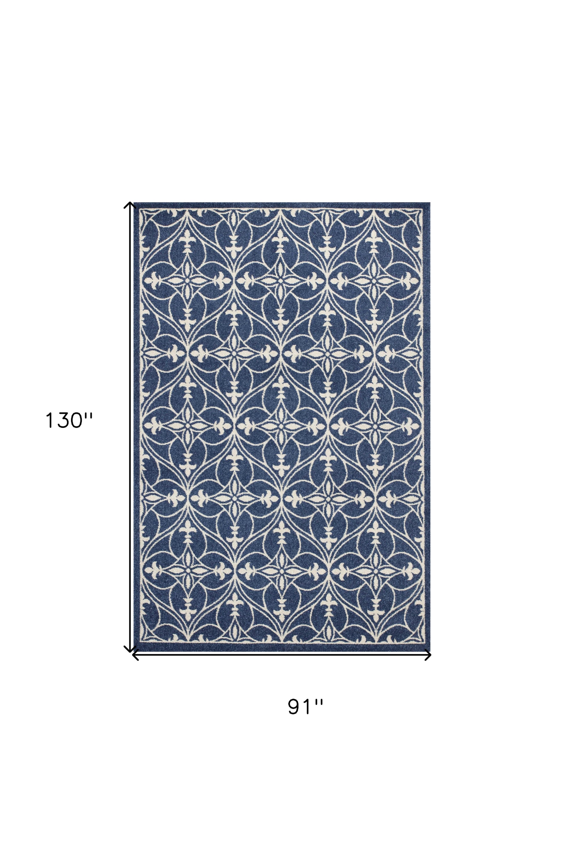 8' X 11' Denim Blue Moroccan Indoor Outdoor Area Rug-Outdoor Rugs-DECOROLALA