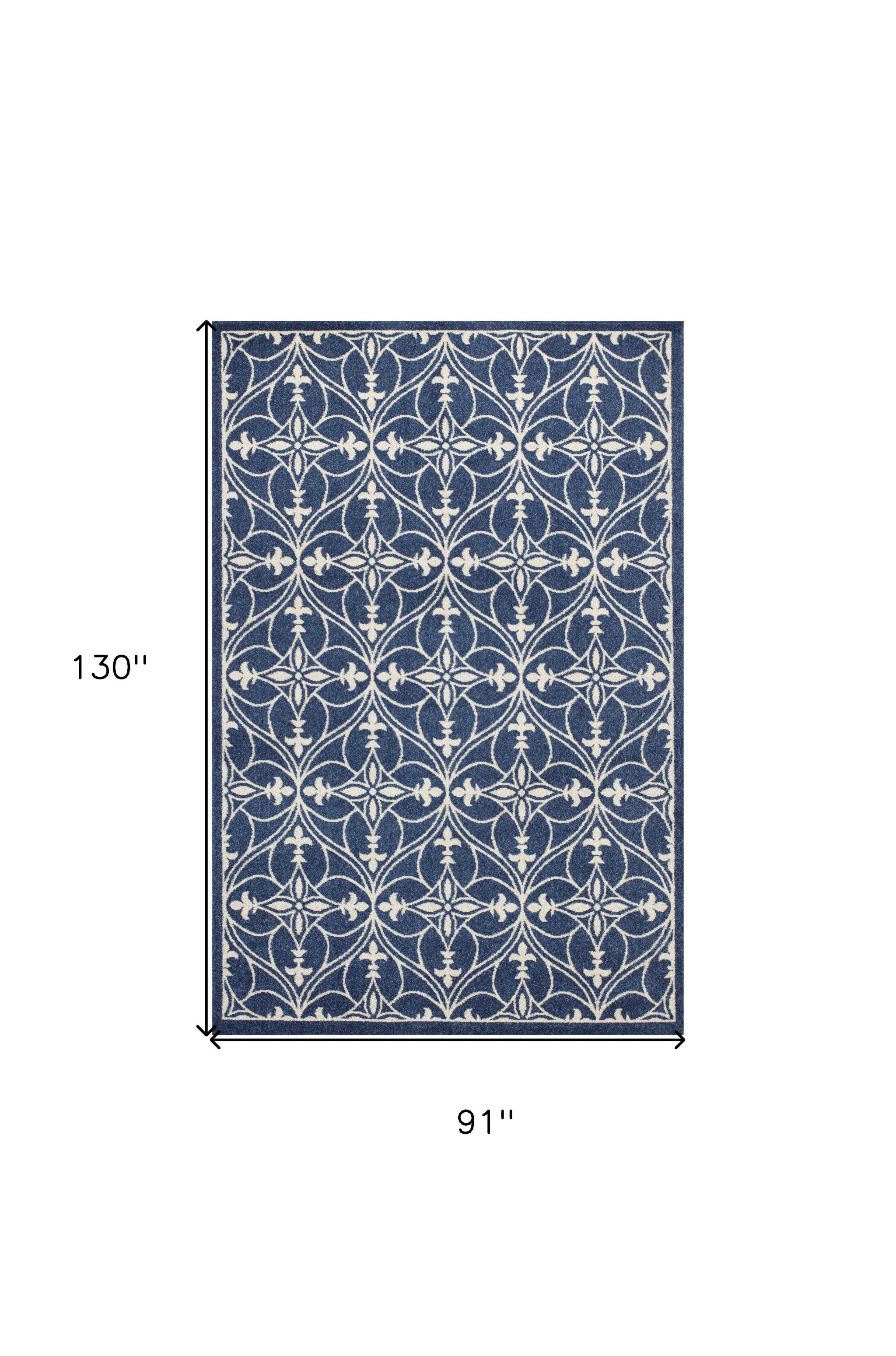 8' X 11' Denim Blue Moroccan Indoor Outdoor Area Rug-Outdoor Rugs-DECOROLALA
