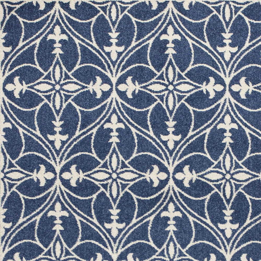 8' X 11' Denim Blue Moroccan Indoor Outdoor Area Rug-Outdoor Rugs-DECOROLALA