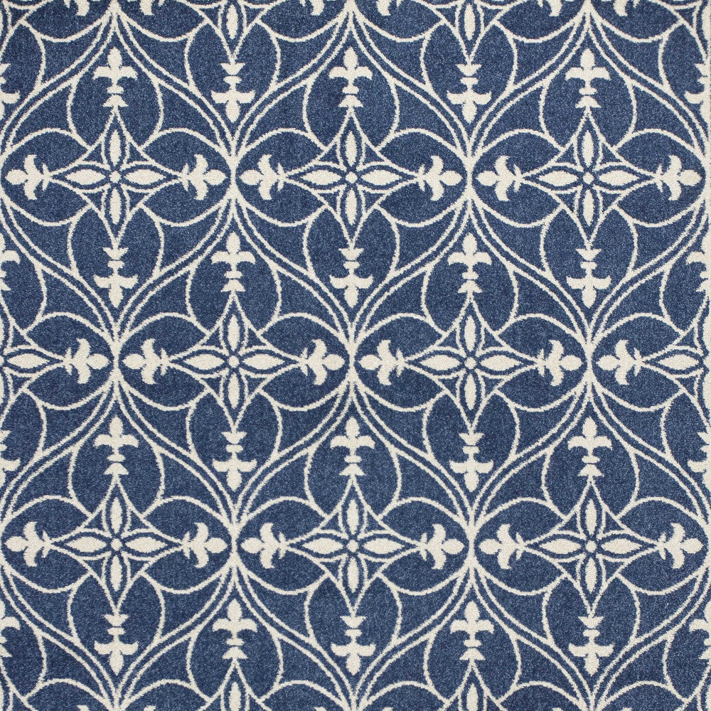 8' X 11' Denim Blue Moroccan Indoor Outdoor Area Rug-Outdoor Rugs-DECOROLALA
