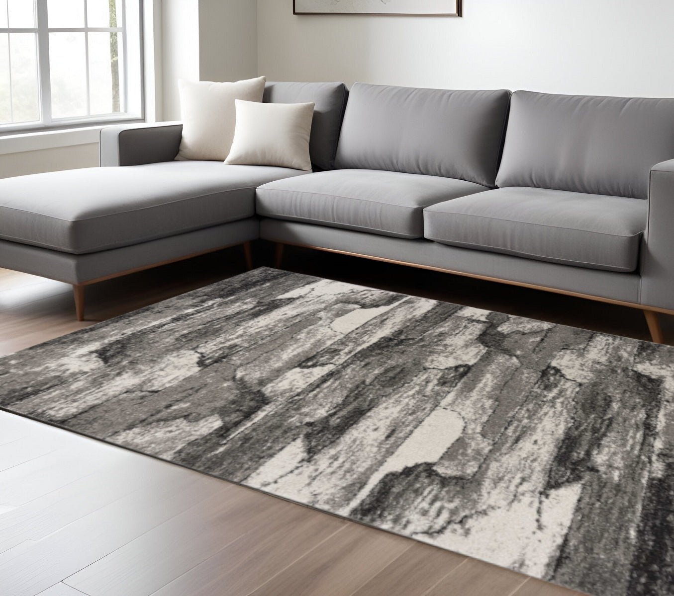 8' X 11' Gray Abstract Area Rug-Area Rugs-DECOROLALA