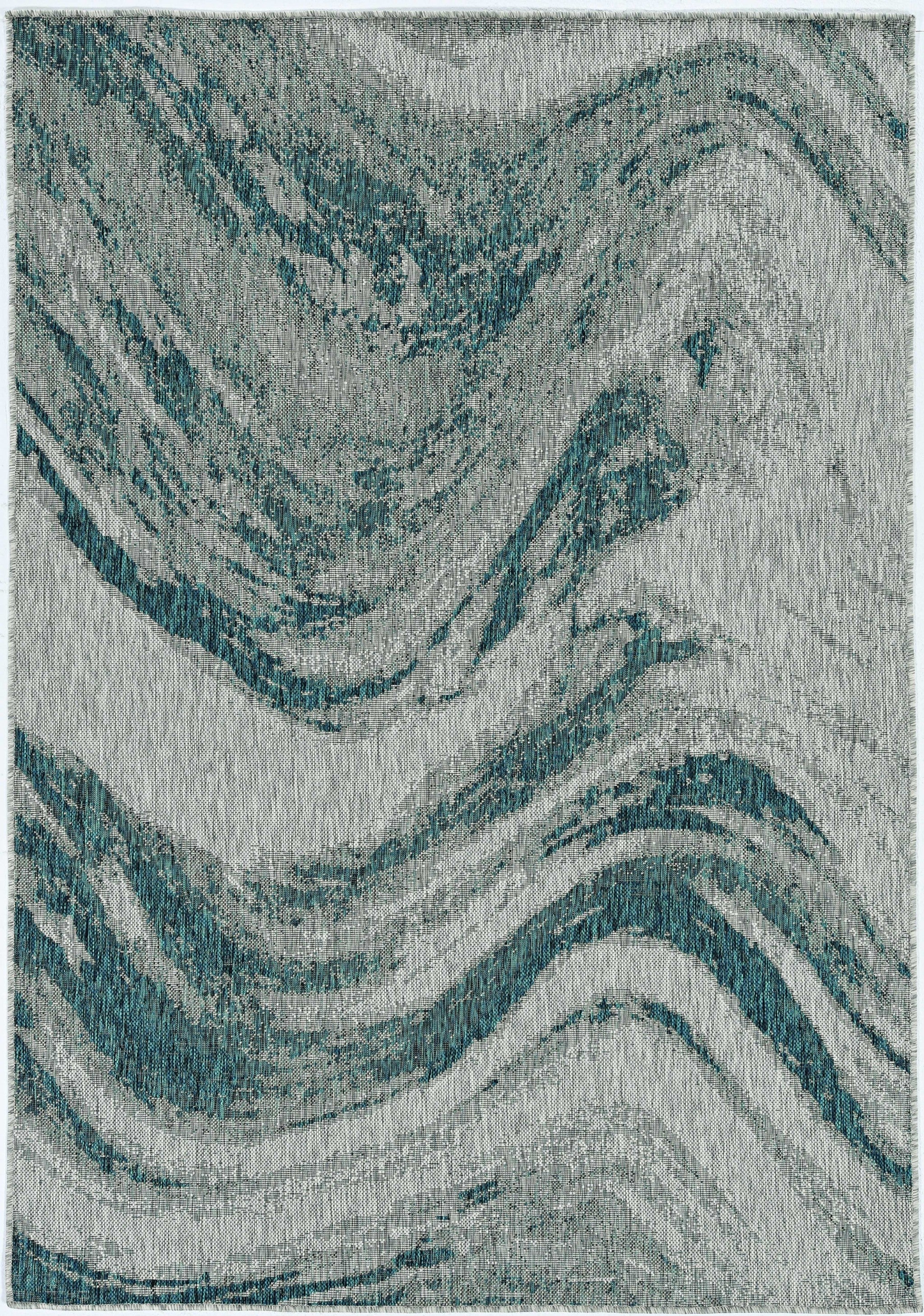 8' X 11' Gray Abstract Indoor Outdoor Area Rug-Outdoor Rugs-DECOROLALA