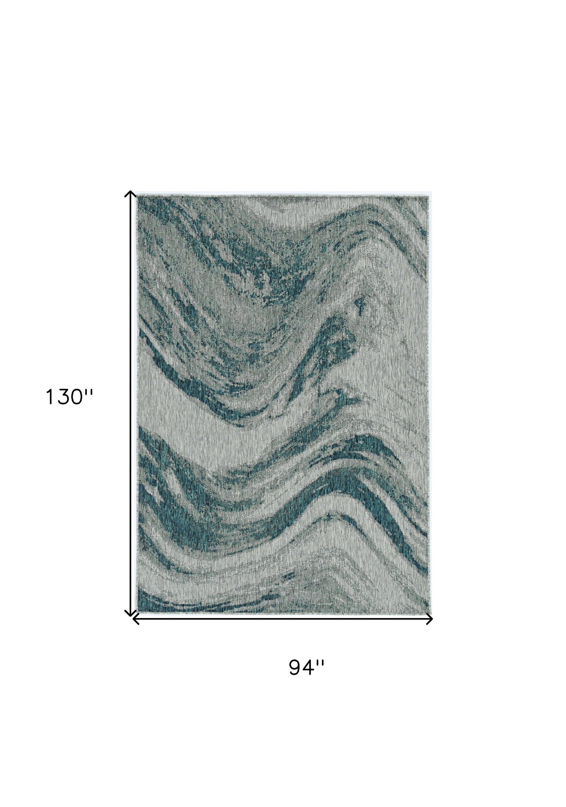 8' X 11' Gray Abstract Indoor Outdoor Area Rug-Outdoor Rugs-DECOROLALA