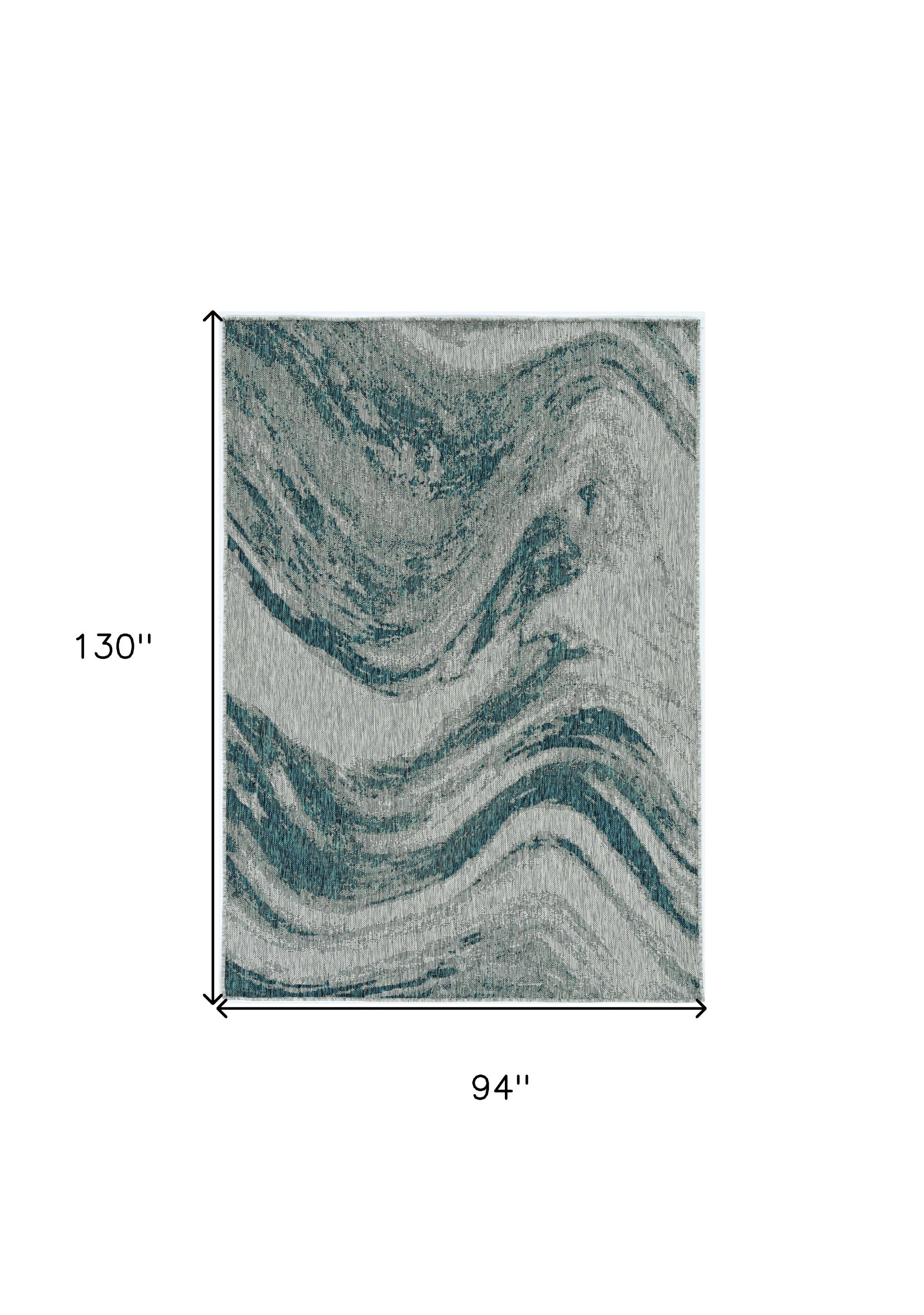 8' X 11' Gray Abstract Indoor Outdoor Area Rug-Outdoor Rugs-DECOROLALA