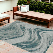 8' X 11' Gray Abstract Indoor Outdoor Area Rug-Outdoor Rugs-DECOROLALA