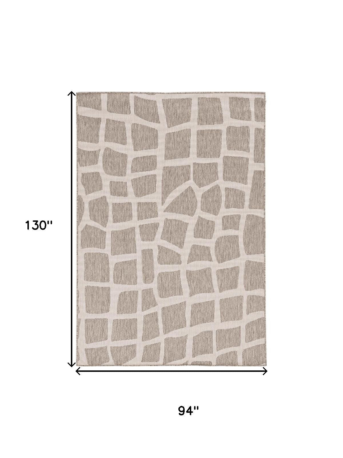 8' X 11' Gray And Ivory Cobblestone Area Rug-Area Rugs-DECOROLALA