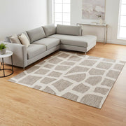 8' X 11' Gray And Ivory Cobblestone Area Rug-Area Rugs-DECOROLALA