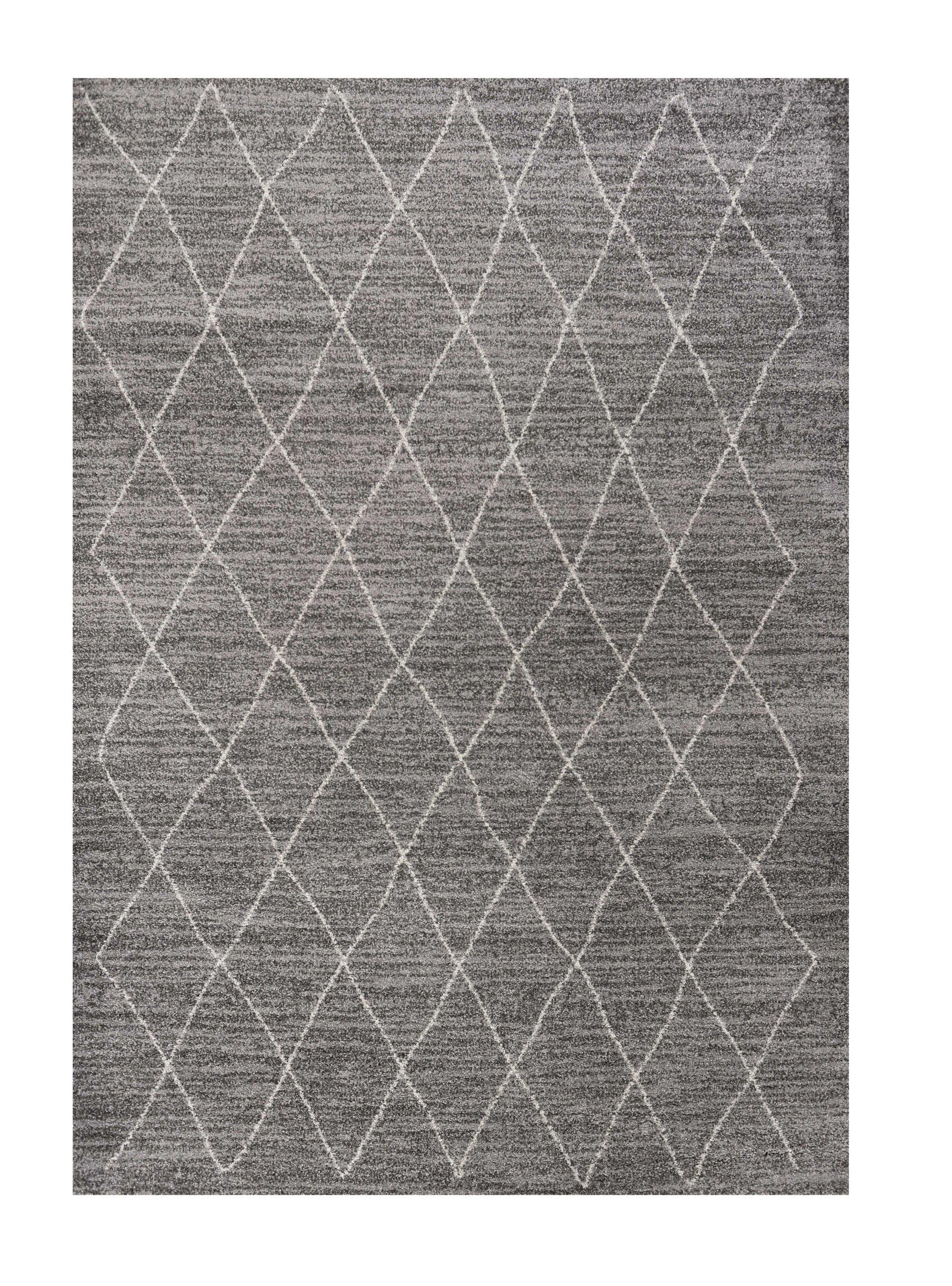 8' X 11' Gray And Ivory Geometric Area Rug-Area Rugs-DECOROLALA