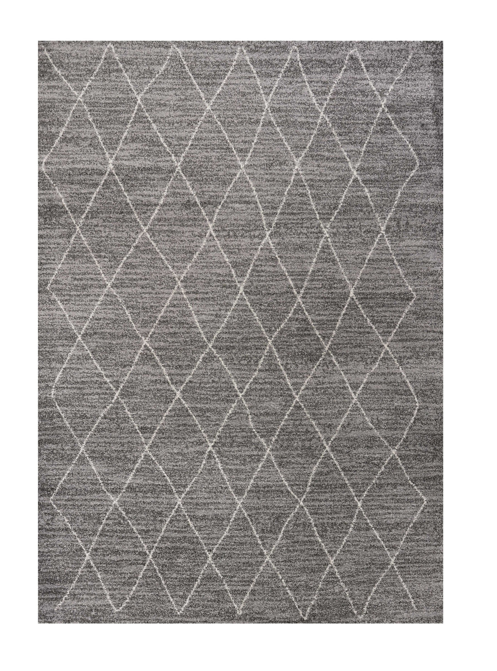 8' X 11' Gray And Ivory Geometric Area Rug-Area Rugs-DECOROLALA