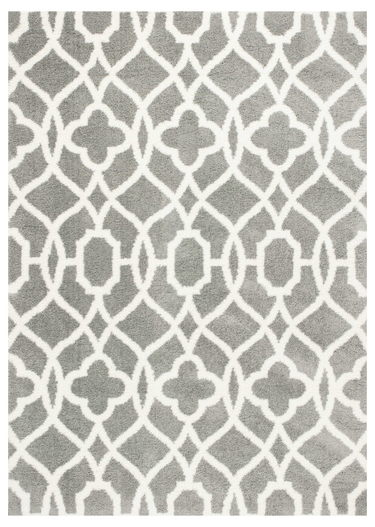 8' X 11' Gray And Ivory Ogee Area Rug-Area Rugs-DECOROLALA