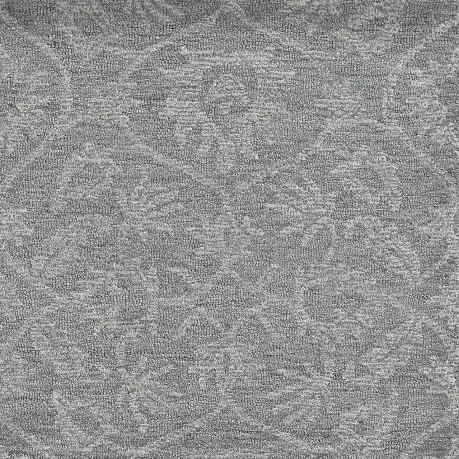 8' X 11' Gray And Light Gray Wool Floral Medallion Hand Tufted Area Rug-Area Rugs-DECOROLALA
