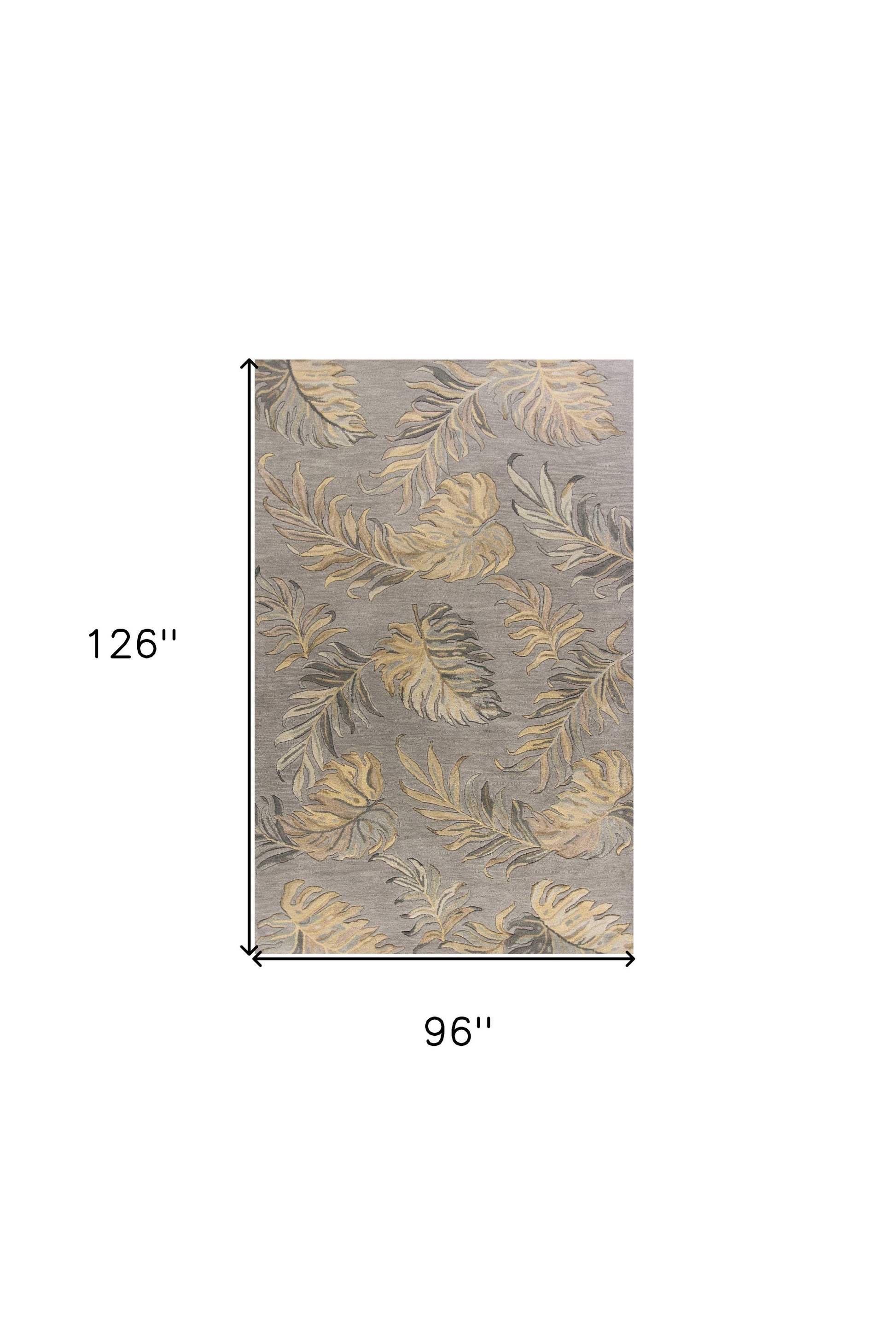 8' X 11' Gray And Taupe Wool Botanical Leaves Hand Tufted Area Rug-Area Rugs-DECOROLALA