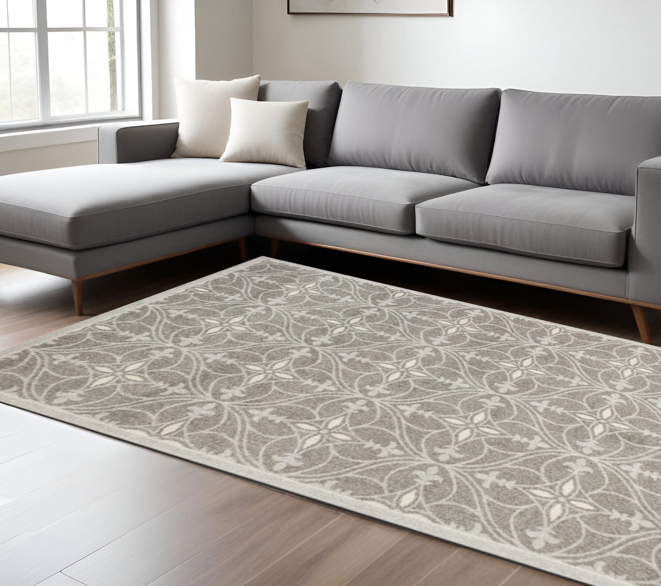 8' X 11' Gray Area Rug With UV Protection-Area Rugs-DECOROLALA