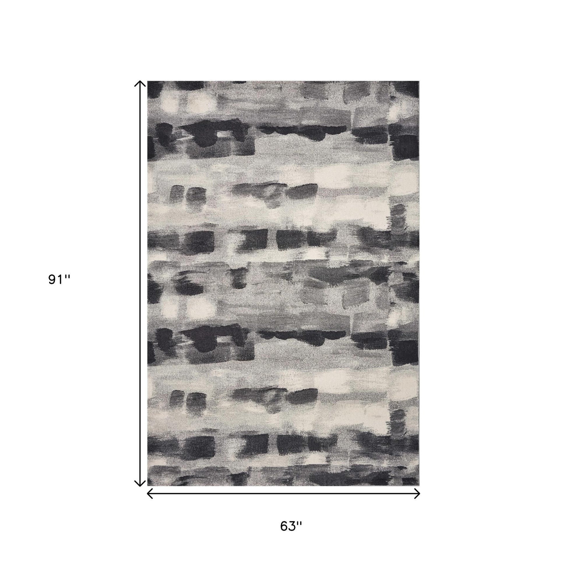 8' X 11' Gray Black And Ivory Abstract Area Rug-Area Rugs-DECOROLALA