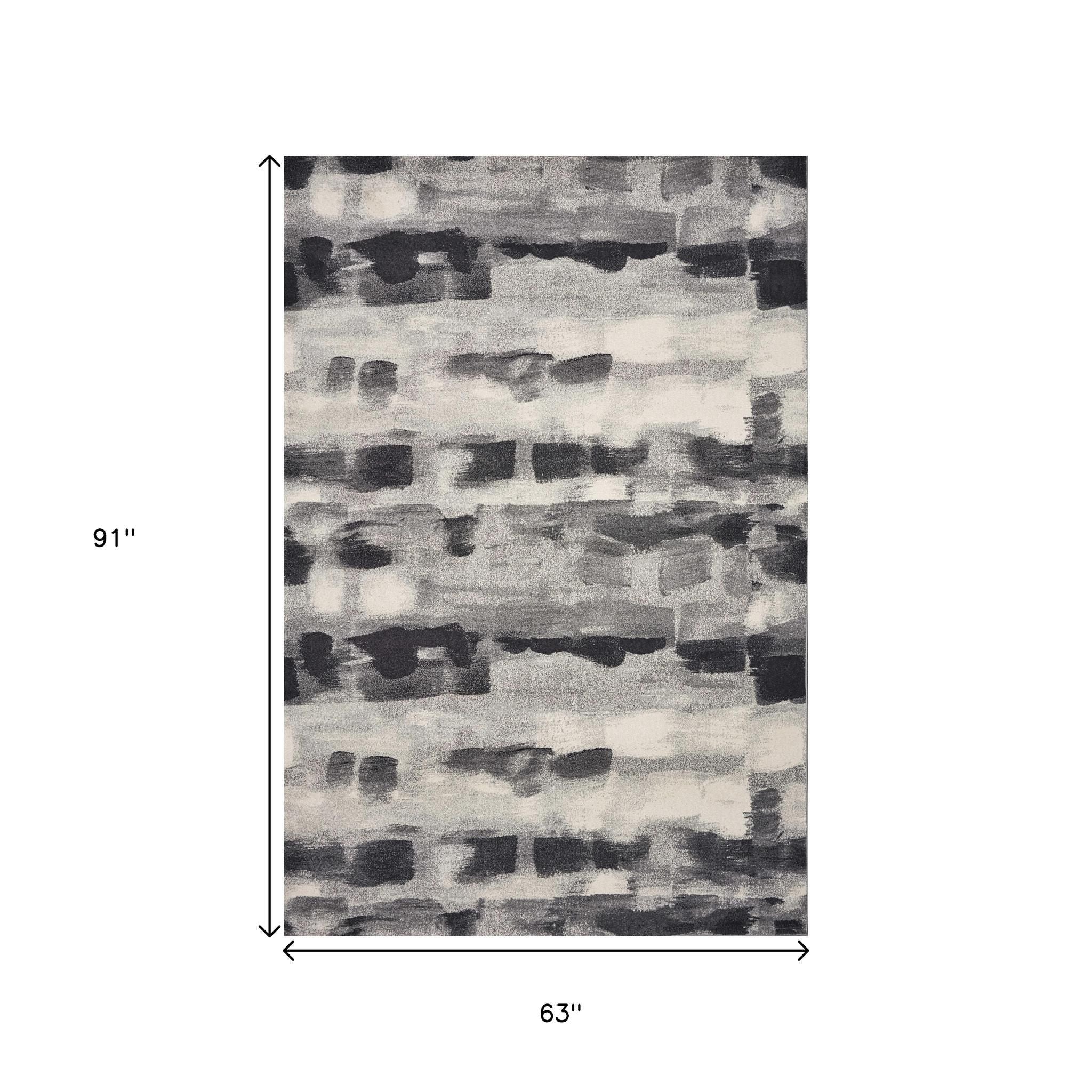 8' X 11' Gray Black And Ivory Abstract Area Rug-Area Rugs-DECOROLALA