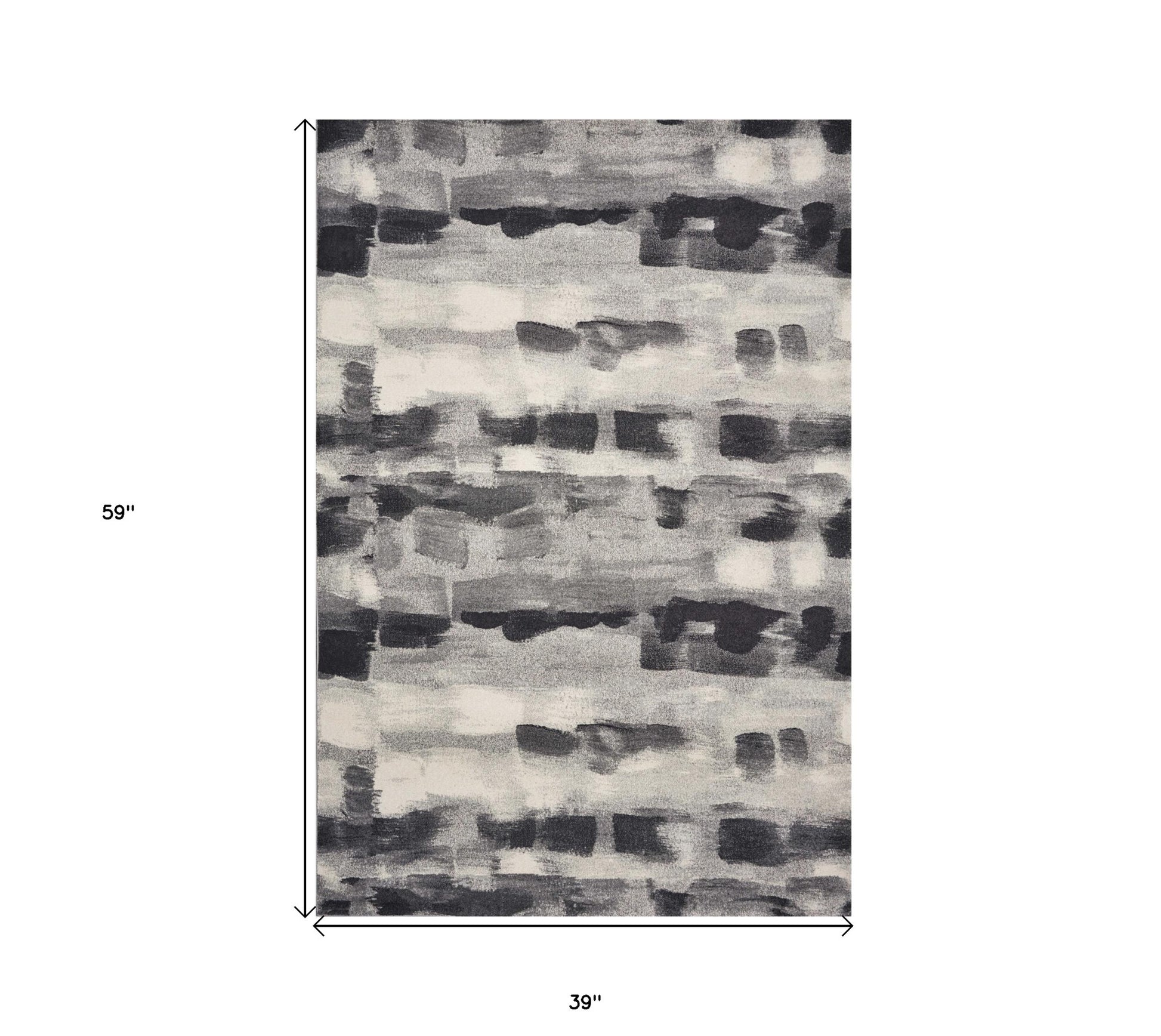 8' X 11' Gray Black And Ivory Abstract Area Rug-Area Rugs-DECOROLALA