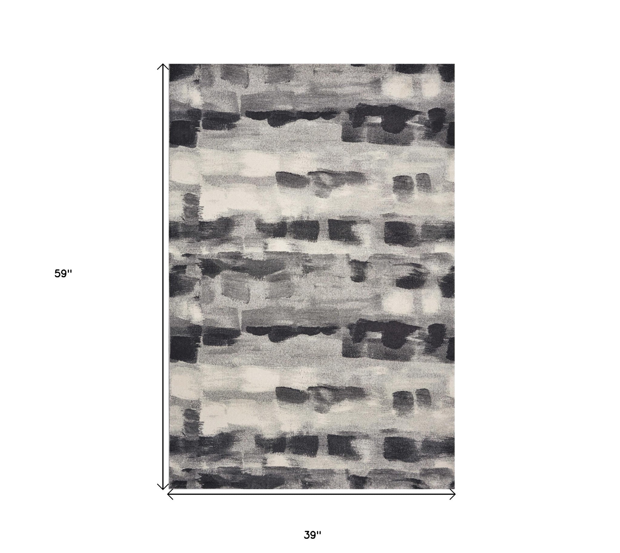 8' X 11' Gray Black And Ivory Abstract Area Rug-Area Rugs-DECOROLALA