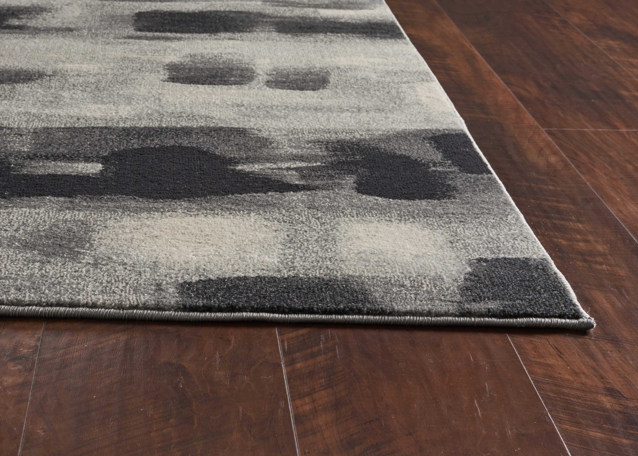 8' X 11' Gray Black And Ivory Abstract Area Rug-Area Rugs-DECOROLALA
