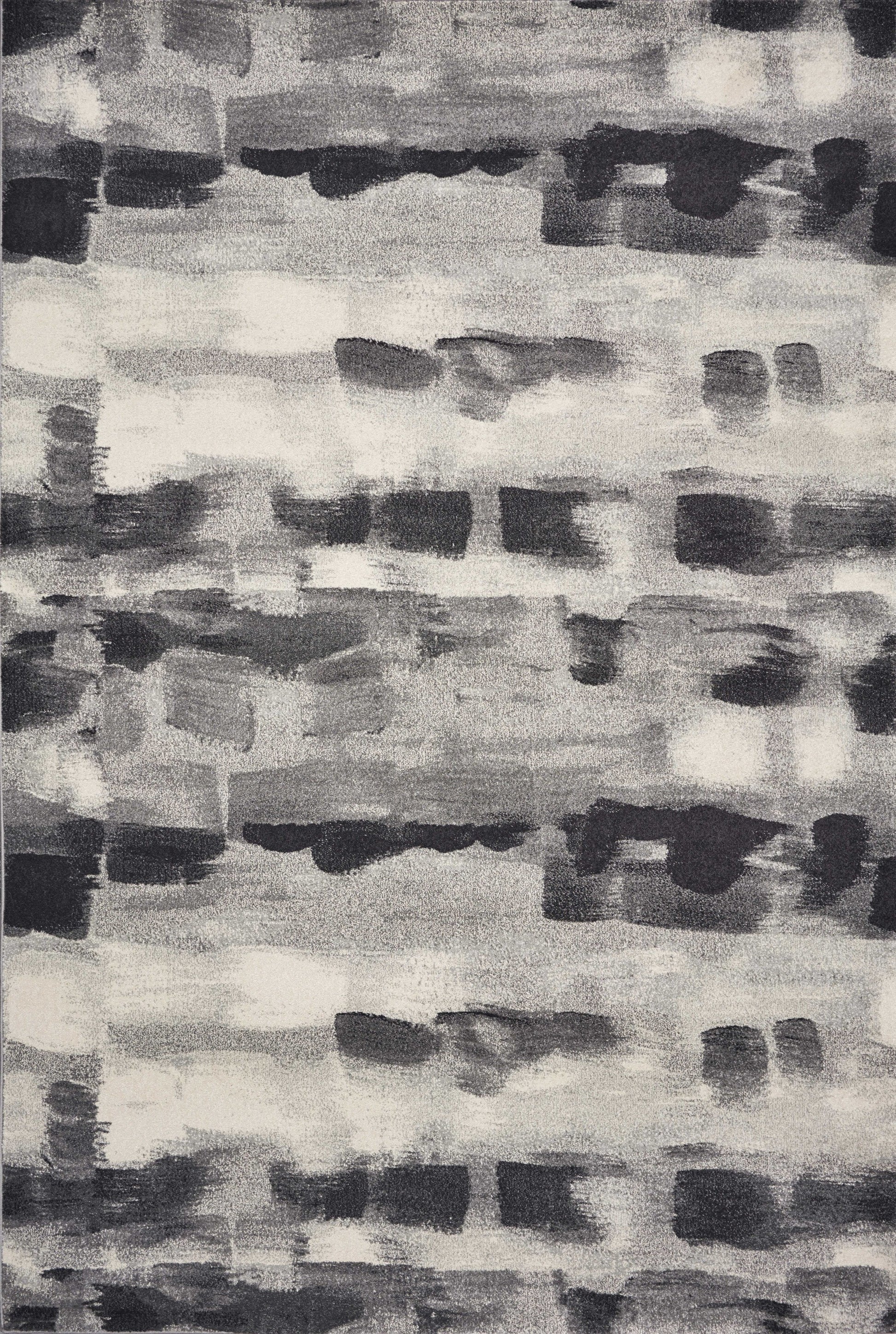8' X 11' Gray Black And Ivory Abstract Area Rug-Area Rugs-DECOROLALA