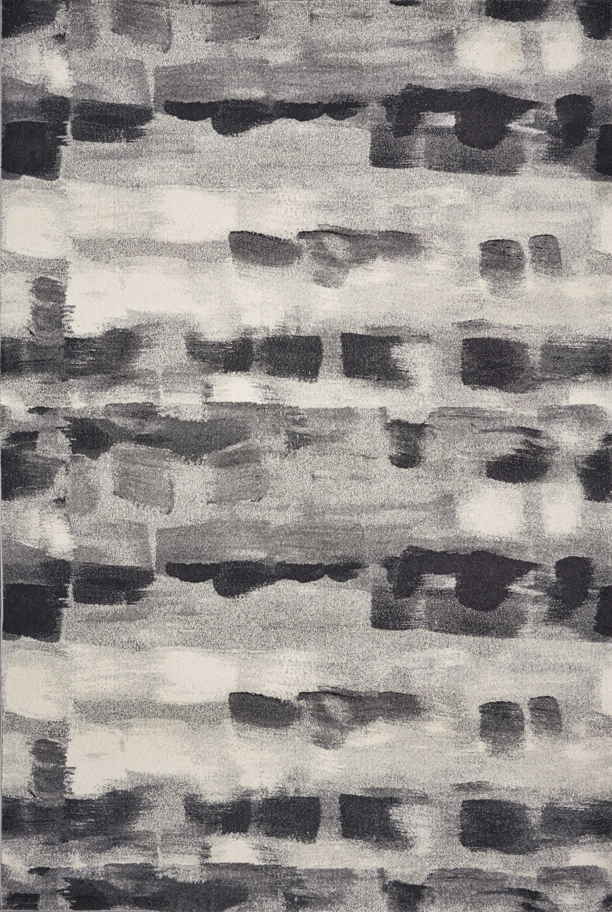 8' X 11' Gray Black And Ivory Abstract Area Rug-Area Rugs-DECOROLALA