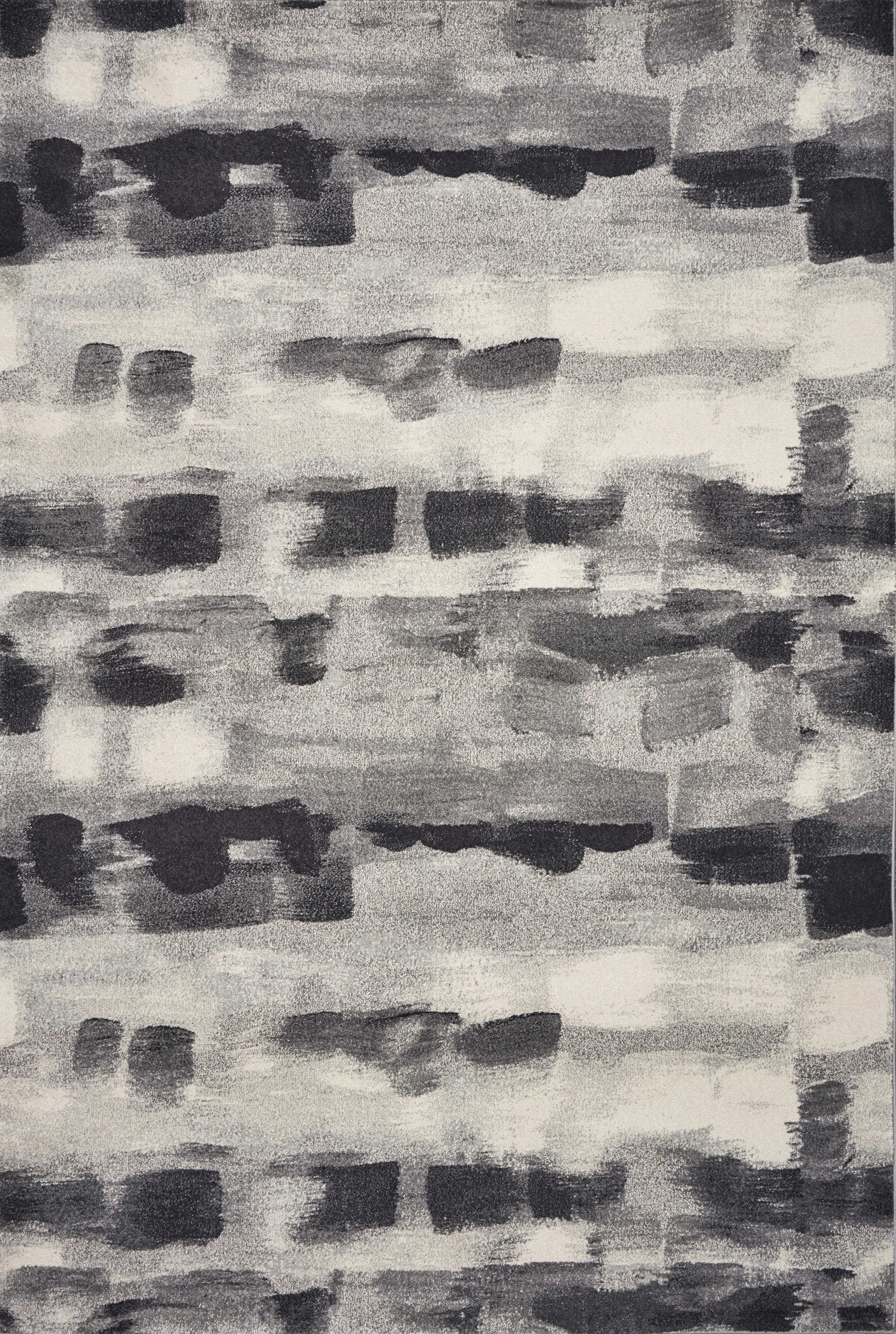 8' X 11' Gray Black And Ivory Abstract Area Rug-Area Rugs-DECOROLALA