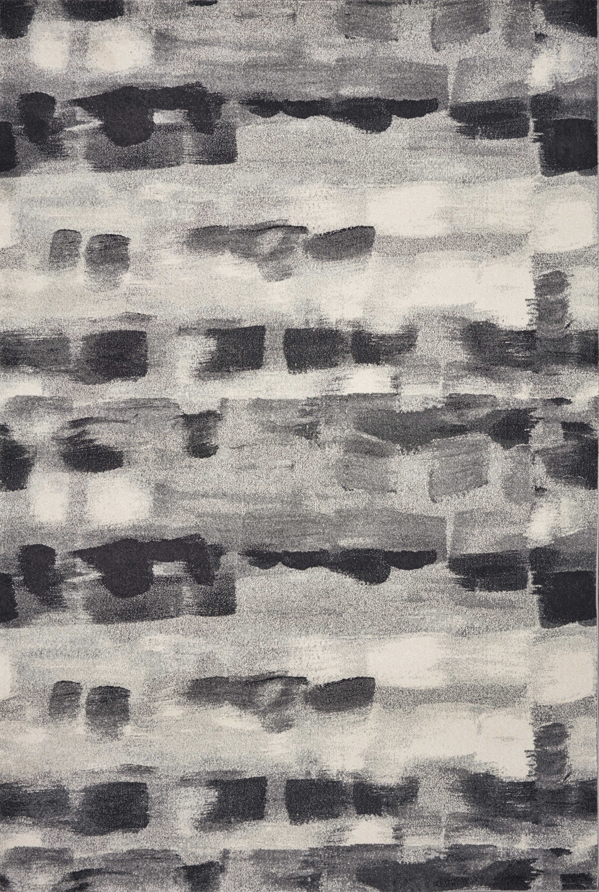 8' X 11' Gray Black And Ivory Abstract Area Rug-Area Rugs-DECOROLALA