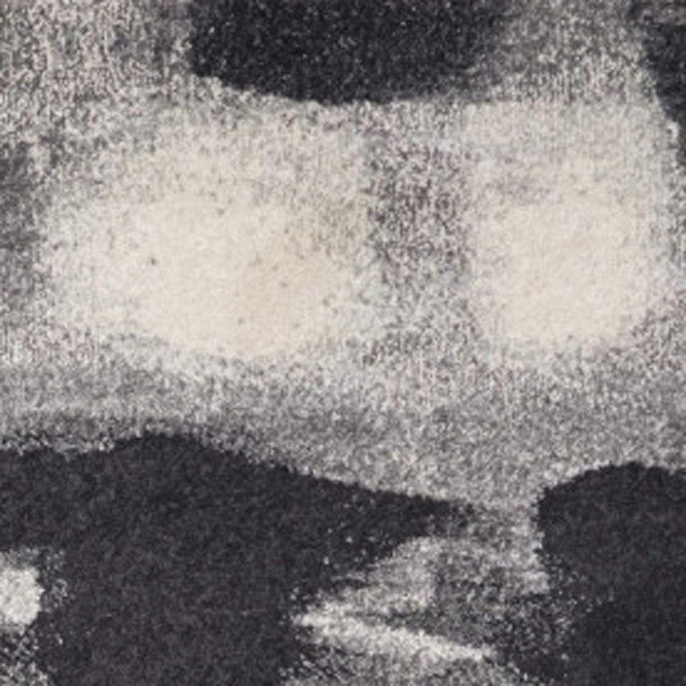 8' X 11' Gray Black And Ivory Abstract Area Rug-Area Rugs-DECOROLALA