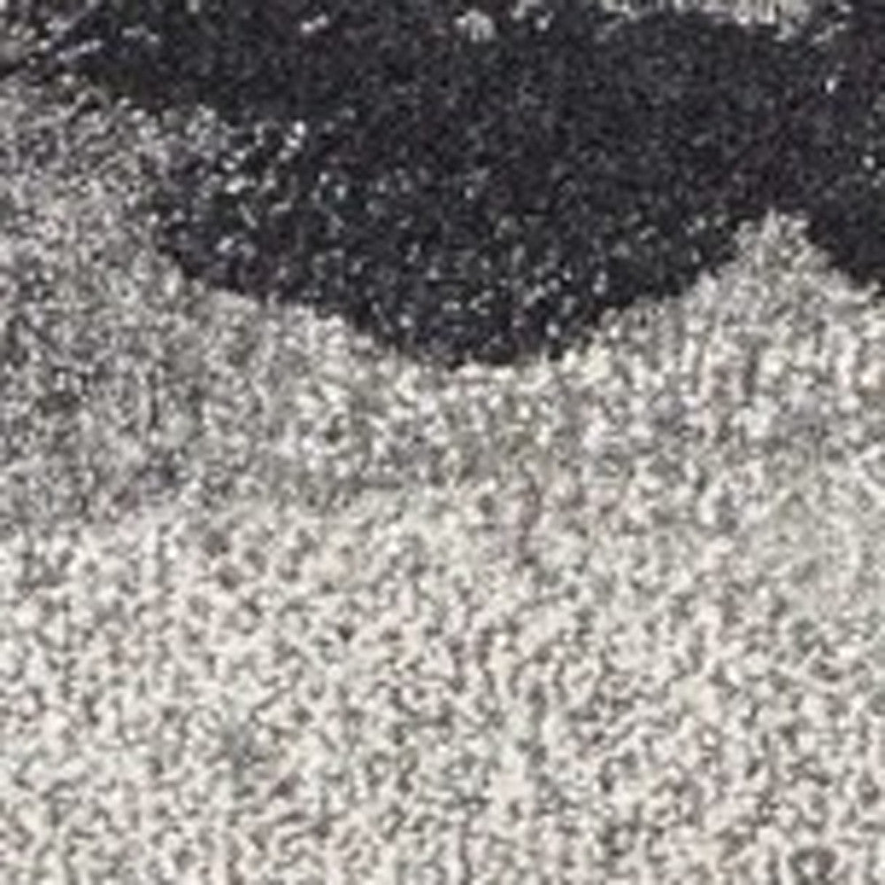 8' X 11' Gray Black And Ivory Abstract Area Rug-Area Rugs-DECOROLALA