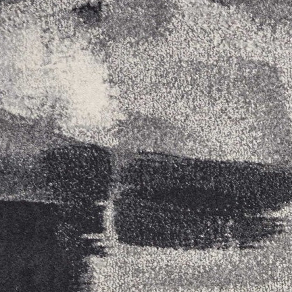 8' X 11' Gray Black And Ivory Abstract Area Rug-Area Rugs-DECOROLALA