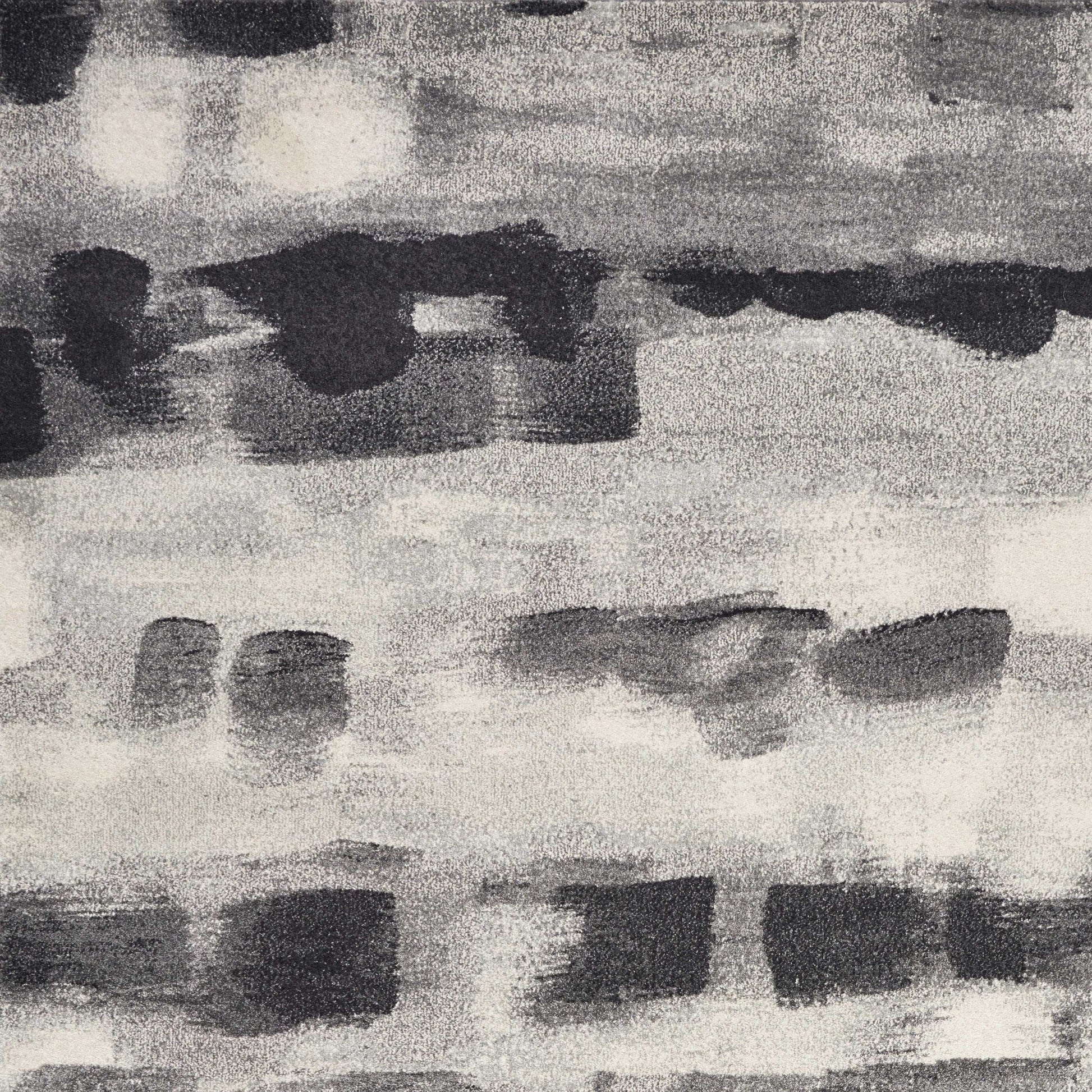 8' X 11' Gray Black And Ivory Abstract Area Rug-Area Rugs-DECOROLALA