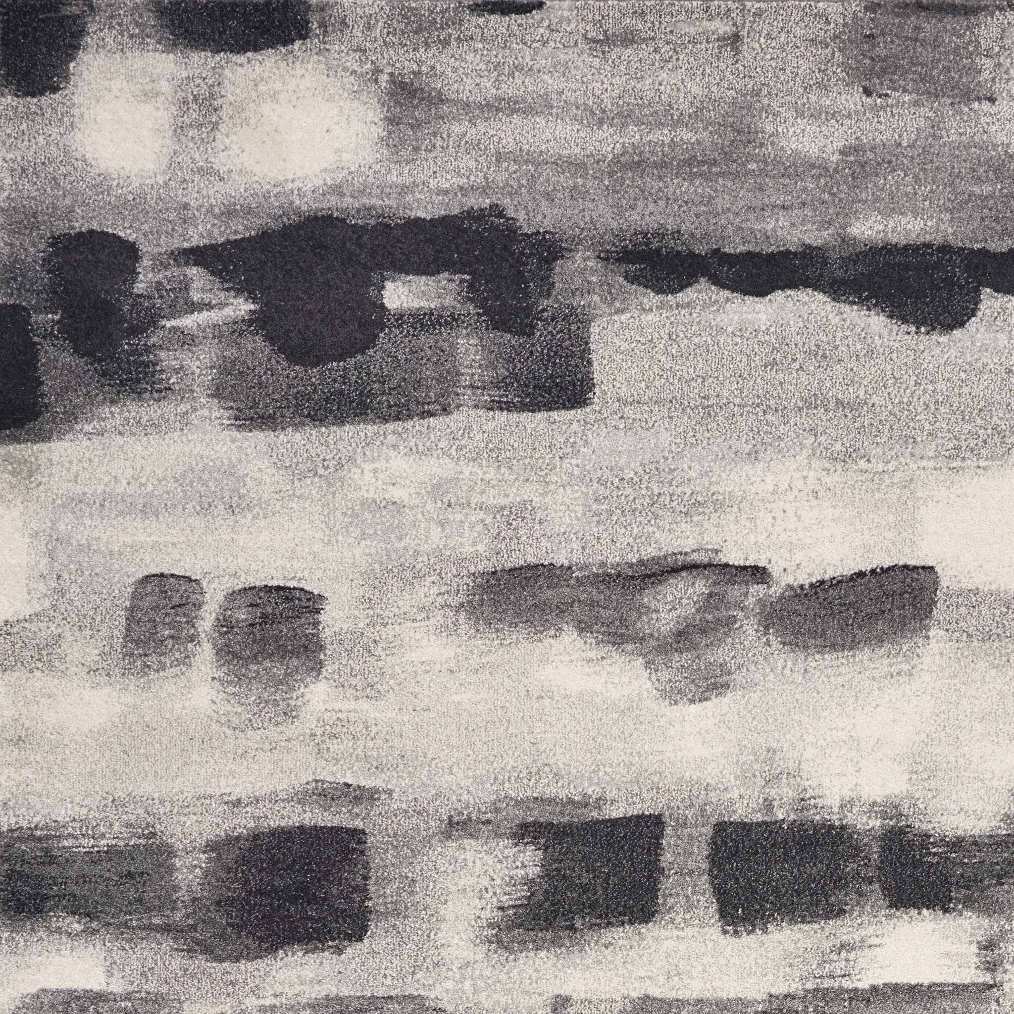 8' X 11' Gray Black And Ivory Abstract Area Rug-Area Rugs-DECOROLALA